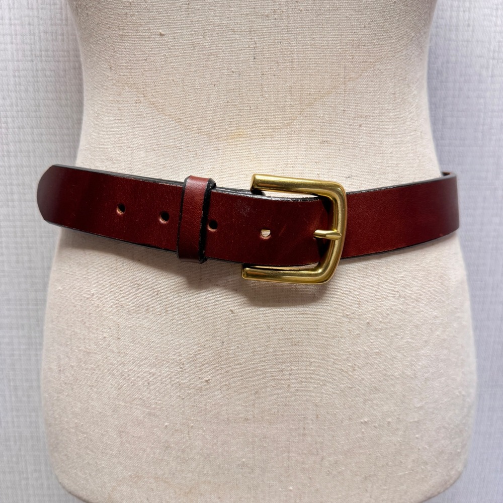Leegin Leather Belt Mens 38 Brown Brass Buckle Casual Western Workwear Heritage